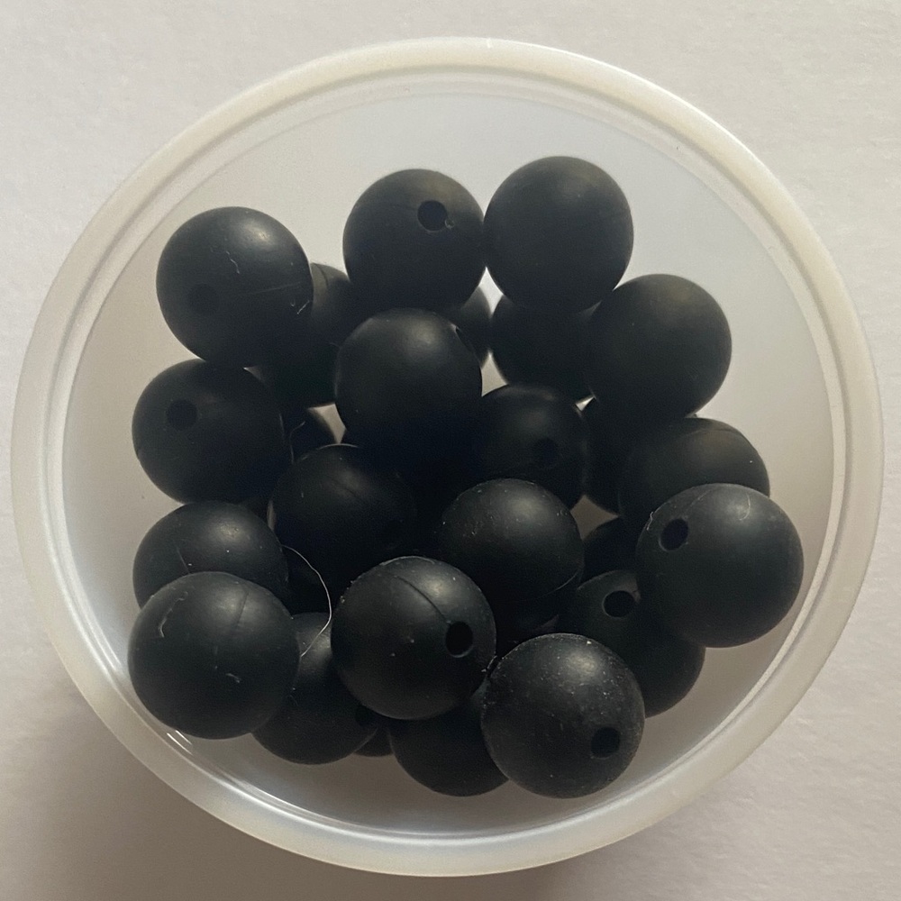 45 PIECES Black Silicone Round Beads